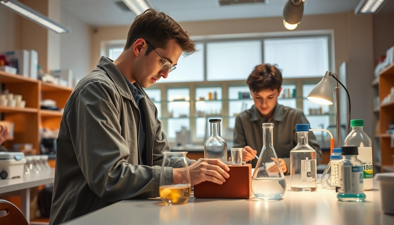 Student using a study guide to organize academic notes